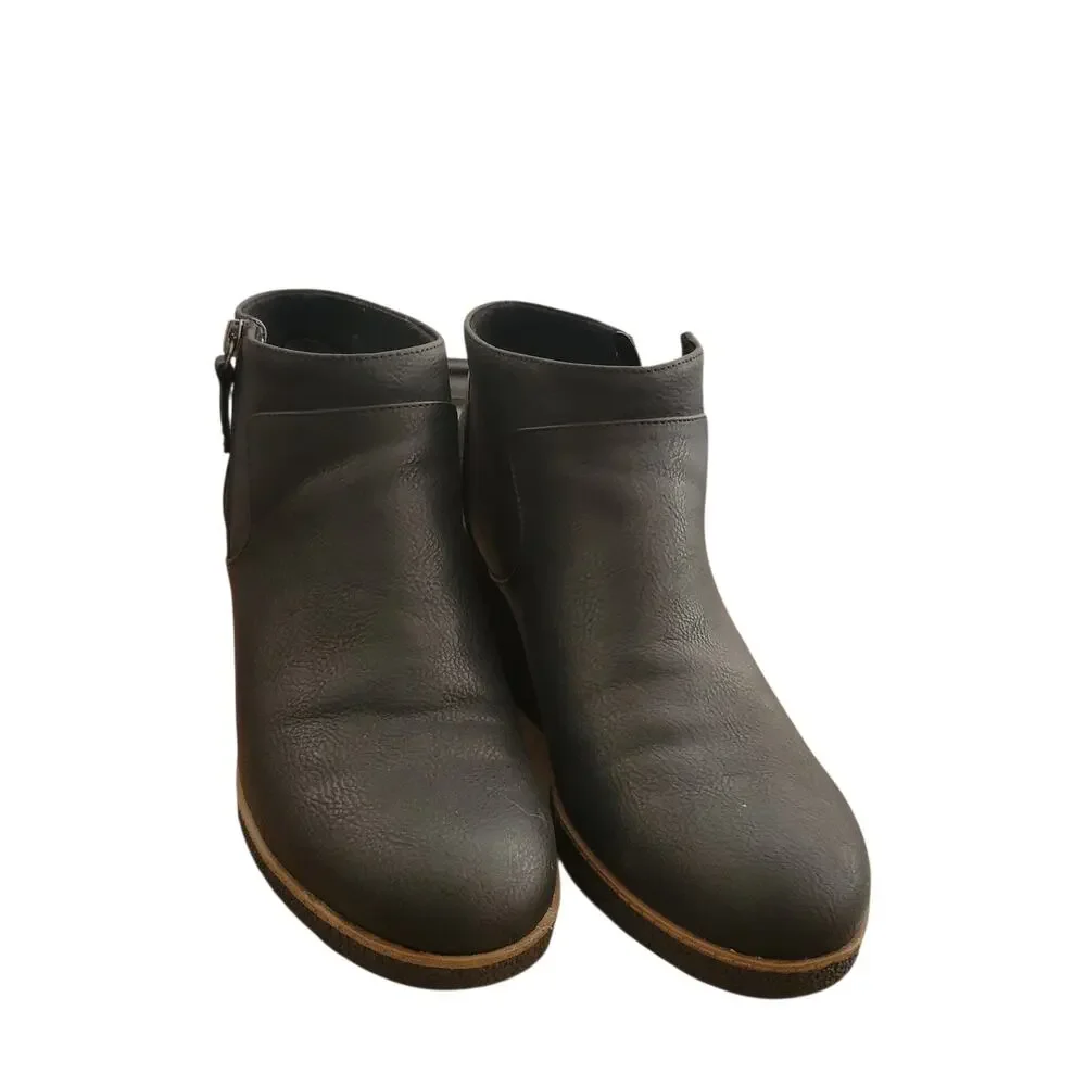 Women's Dr. Scholl's Ankle Boot Bianca Wedge Shoe Size 8 Zipper Chunky Heels